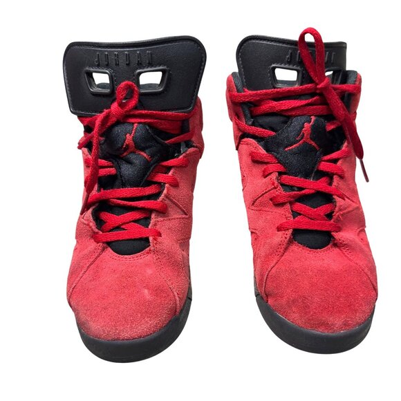 Nike Air Jordan 6 Retro "Toro Bravo" Red/Black Suede High Top Sneakers Kids 3Y - Picture 4 of 8